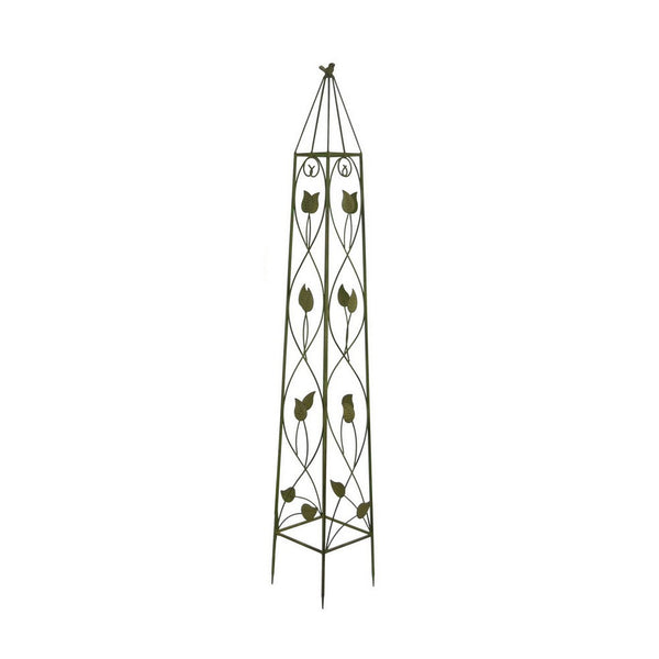 Benzara Kanye Garden Trellis Set Of 2 Leaf Details Vertical Plant Green Metal -BM330114