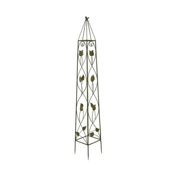 Benzara Kanye Garden Trellis Set Of 2 Leaf Details Vertical Plant Green Metal -BM330114