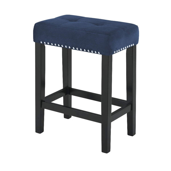 Benzara Kate 60 Inch 4 Piece Bar Table Set With Upholstered Stools Blue - BM272114