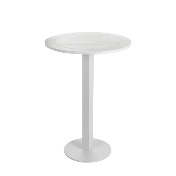Benzara Keli 43 Inch Outdoor Bar Table White Aluminum Frame Foldable Design - BM287742