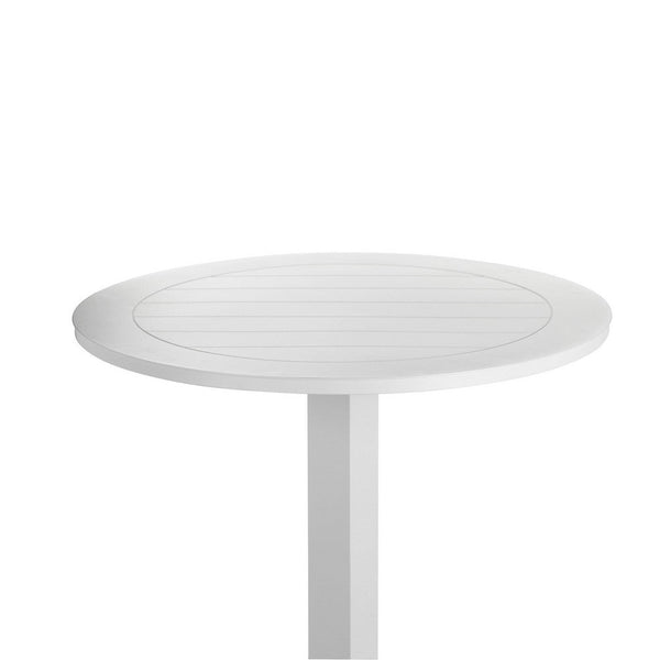 Benzara Keli 43 Inch Outdoor Bar Table White Aluminum Frame Foldable Design - BM287742