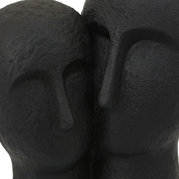 Benzara Kenny Outdoor Double Head Sculpture Black Finished Resin 12 Inch -BM324589