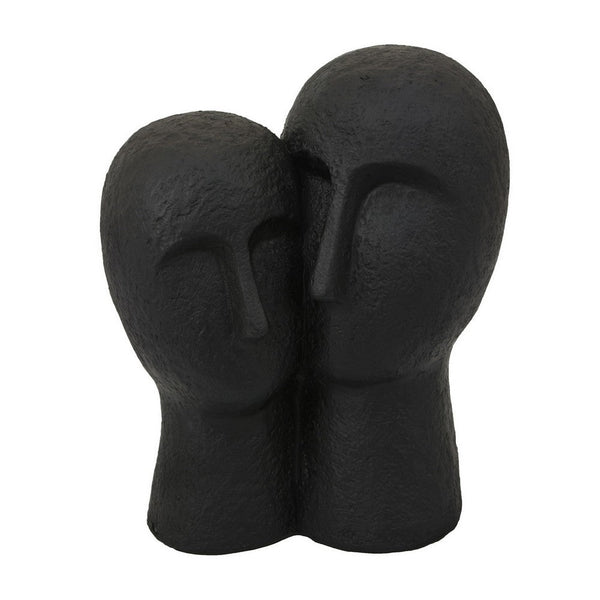 Benzara Kenny Outdoor Double Head Sculpture Black Finished Resin 12 Inch -BM324589