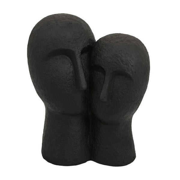 benzara Kenny Outdoor Double Head Sculpture Black Finished Resin 12 Inch -BM324589