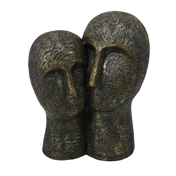 Benzara Kenny Outdoor Double Head Sculpture Bronze Finished Resin 12 Inch -BM324588