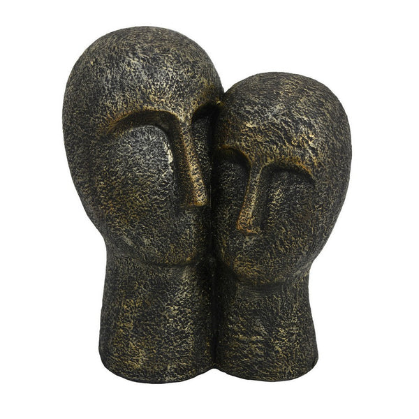 benzara Kenny Outdoor Double Head Sculpture Bronze Finished Resin 12 Inch -BM324588