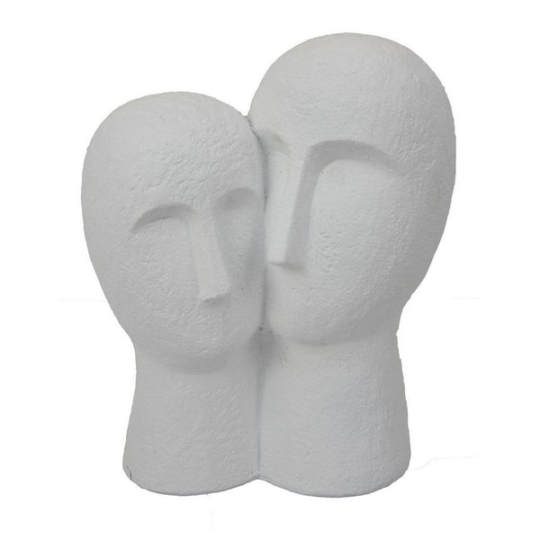 Benzara Kenny Outdoor Double Head Sculpture White Finished Resin 12 Inch -BM324590