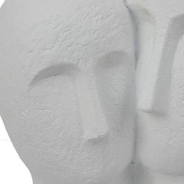 Benzara Kenny Outdoor Double Head Sculpture White Finished Resin 12 Inch -BM324590