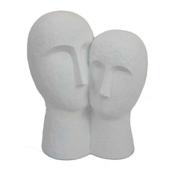 benzara Kenny Outdoor Double Head Sculpture White Finished Resin 12 Inch -BM324590