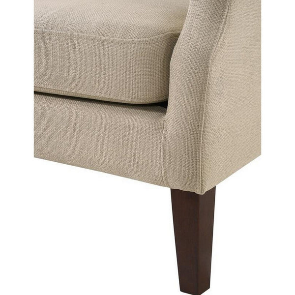 Benzara Keva 31 Inch Accent Chair Deep Button Tufted Wingback Soft Beige Fabric - BM286659