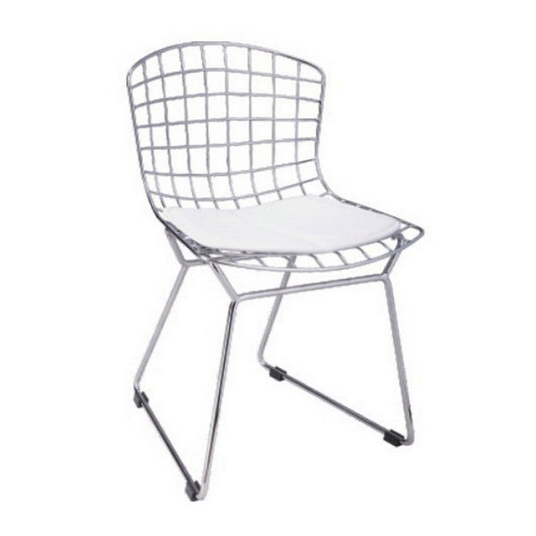 Benzara Kids Shuttle Chair Set Of 2 White Faux Leather Mesh Chrome Metal -BM330191