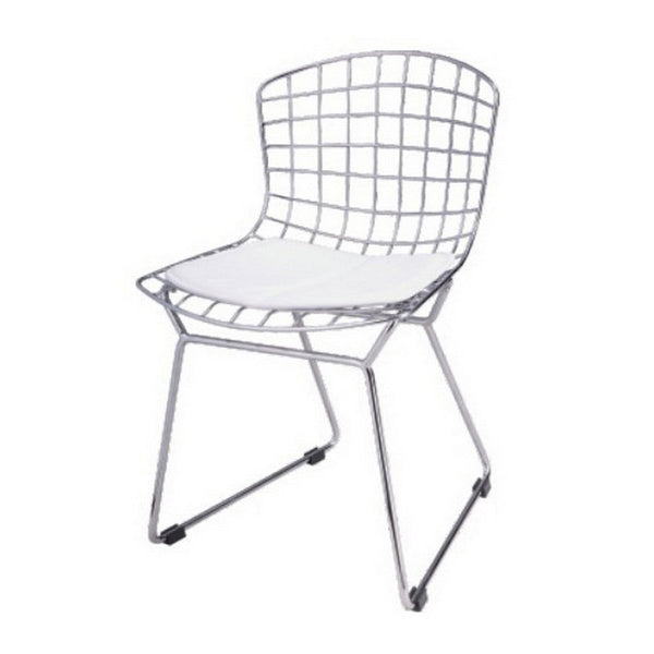 Benzara Kids Shuttle Chair Set Of 2 White Faux Leather Mesh Chrome Metal -BM330191
