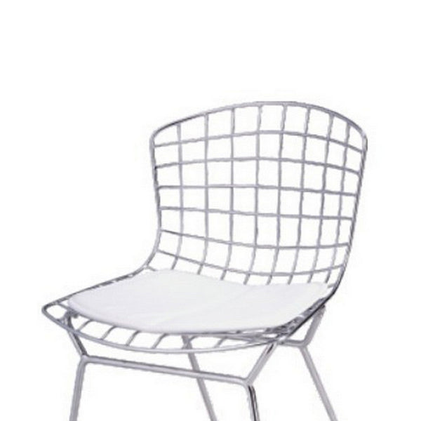 Benzara Kids Shuttle Chair Set Of 2 White Faux Leather Mesh Chrome Metal -BM330191