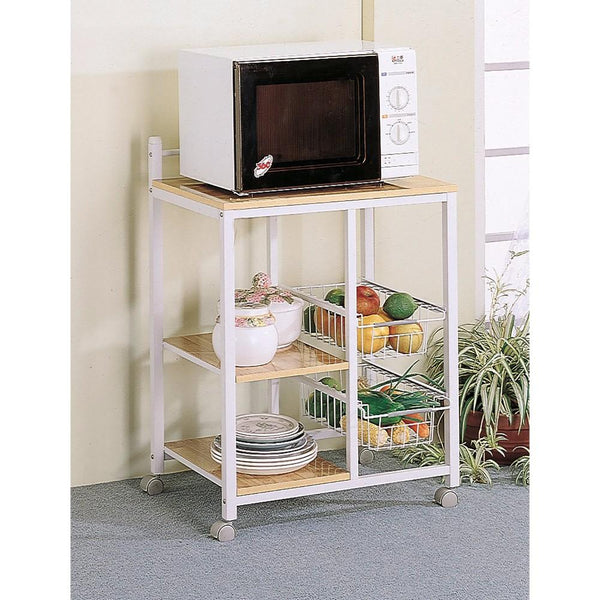 benzara Kitchen Cart with 3 Shelves & 2 Storage Compartments Brown And White - BM69270