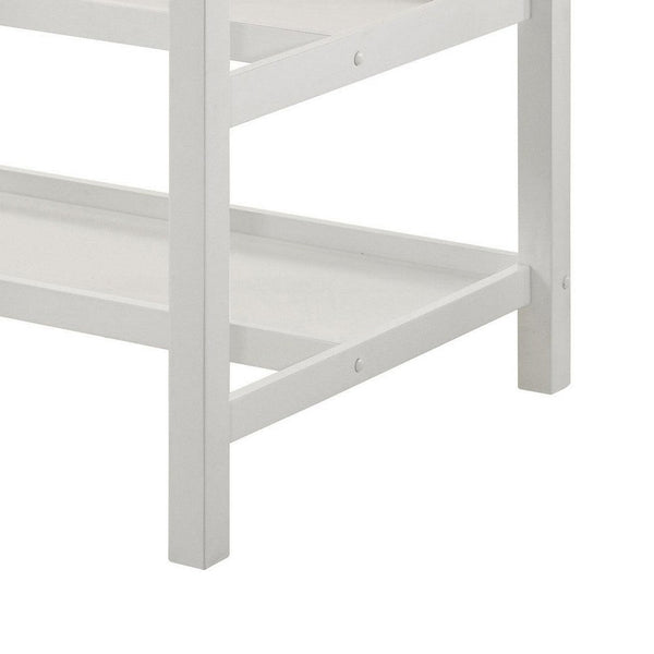 Benzara Kiyana Counter Height Table 2 Shelves 43 Inch Brown Hardwood White -BM329680