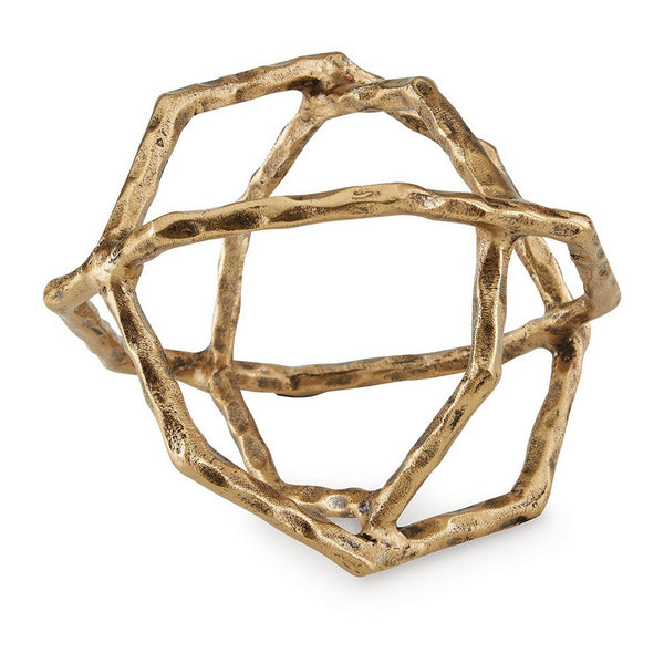 Benzara Ladi Sculpture Set Of 2 Decorative Rings 9 Inch Brass Cast Metal -BM327761