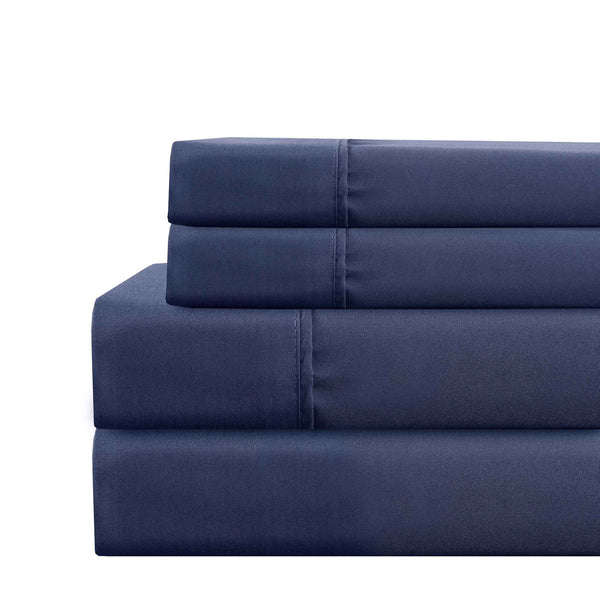 Benzara Lanester 4 Piece California King Size Deep Pocket Sheet Set Blue - BM202427