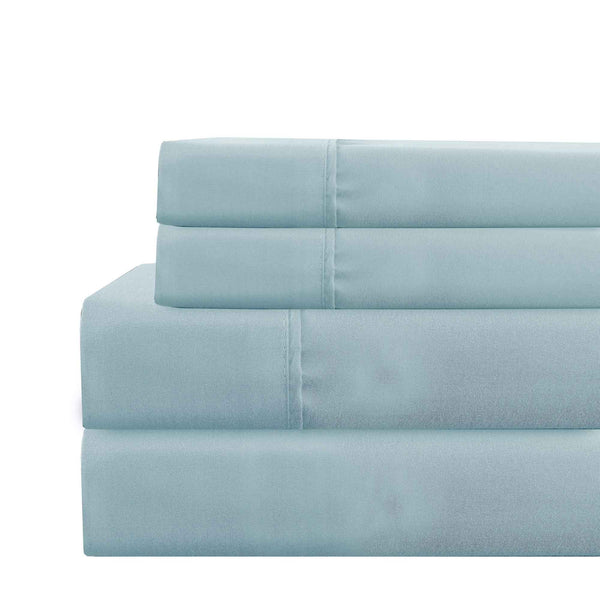 Benzara Lanester 4 Piece Deep Pocket King Size Microfiber Sheet Set Blue - BM202408