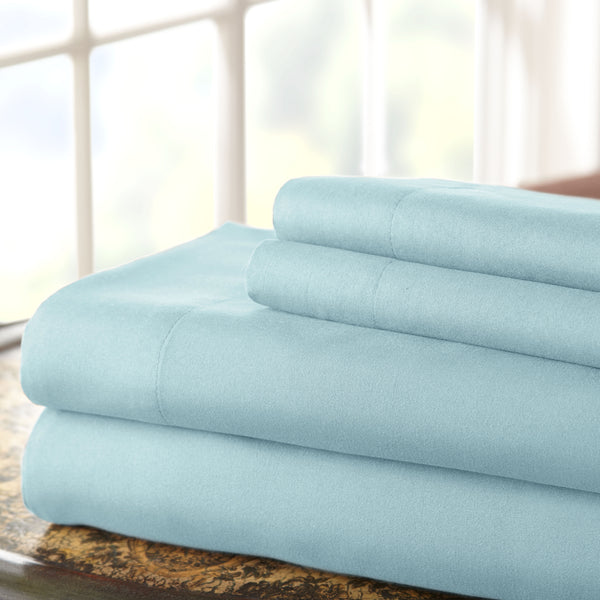 benzara Lanester 4 Piece Deep Pocket King Size Microfiber Sheet Set Blue - BM202408