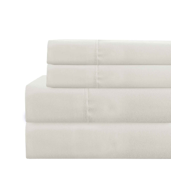 Benzara Lanester 4 Piece Deep Pocket Queen Size Microfiber Sheet Set White - BM202354