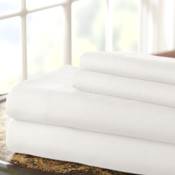 benzara Lanester 4 Piece Deep Pocket Queen Size Microfiber Sheet Set White - BM202354