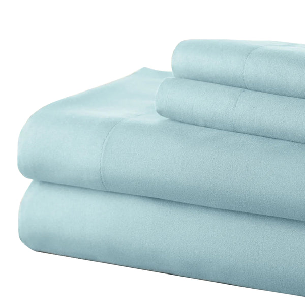 Benzara Lanester 4 Piece Deep Pocket Queen Size Sheet Set Aqua Blue - BM202343