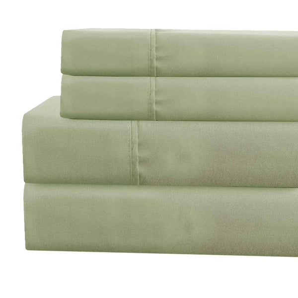 Benzara Lanester 4 Piece Queen Size Deep Pocket Sheet Set Sage Green - BM202352