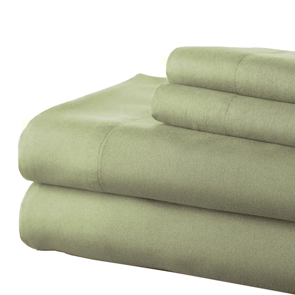 Benzara Lanester 4 Piece Queen Size Deep Pocket Sheet Set Sage Green - BM202352
