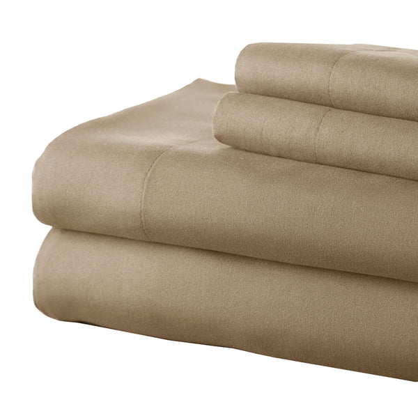 Benzara Lanester 4 Piece Queen Size Deep Pocket Sheet Set Taupe Gray - BM202353