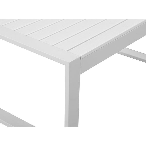 Benzara Lark 35 Inch Outdoor Coffee Table White Aluminum Frame Polyresin Top - BM287801