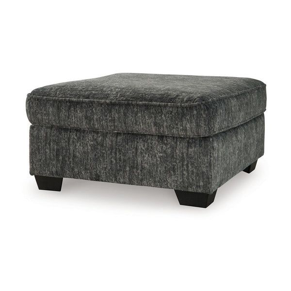 Benzara Layla Accent Ottoman Contemporary Dark Gray Polyester 37 Inch Square -BM331870
