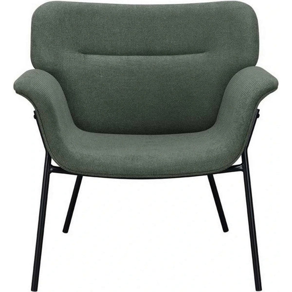 Benzara Leah 32 Inch Accent Chair Woven Fabric Upholstery Angled Metal Legs Ivy - BM294832