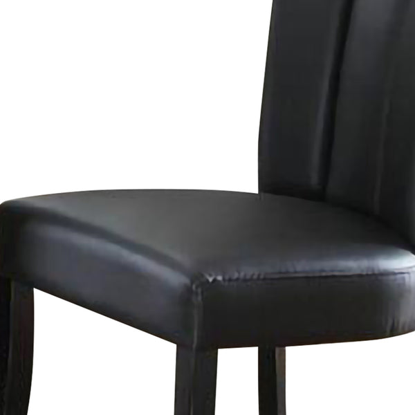 Benzara Leather Upholstered Dining Chair In Poplar Wood Set Of 2 Black - BM171539