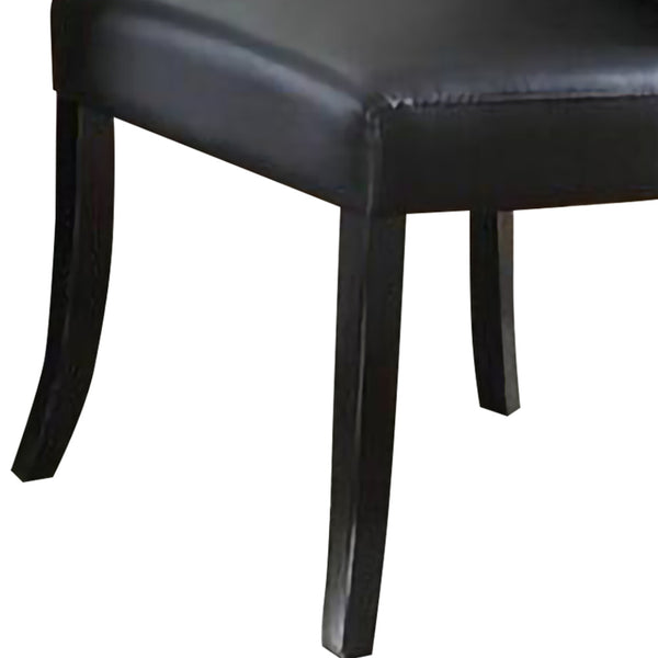 Benzara Leather Upholstered Dining Chair In Poplar Wood Set Of 2 Black - BM171539