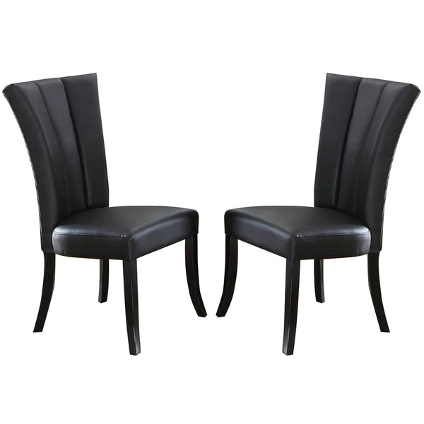 benzara Leather Upholstered Dining Chair In Poplar Wood Set Of 2 Black - BM171539