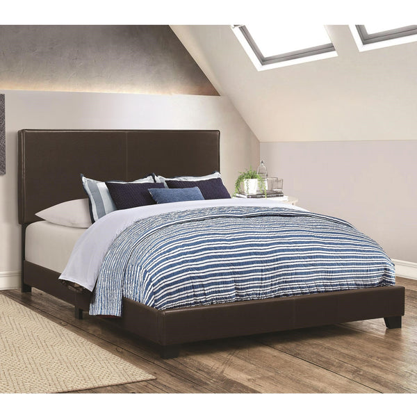 Benzara Leather Upholstered Eastern King Size Platform Bed Brown - BM182792