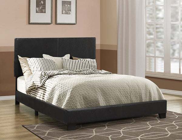 benzara Leather Upholstered Queen Size Platform Bed Black - BM182789