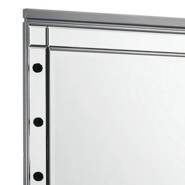 Benzara Lee 37 X 40 Vanity Mirror 10 Light Bulb Sockets Modern Silver Wood Frame - BM309543