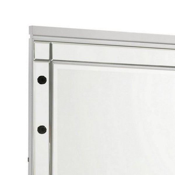 Benzara Lee 37 X 40 Vanity Mirror 10 Light Bulb Sockets Modern White Wood Frame - BM309545