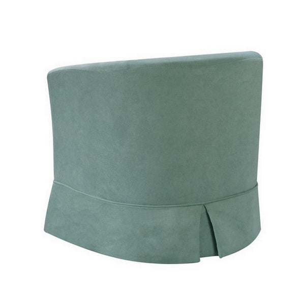 Benzara Lex 28 Inch Swivel Accent Chair Bright Teal Fabric Curved Back Skirted - BM286663