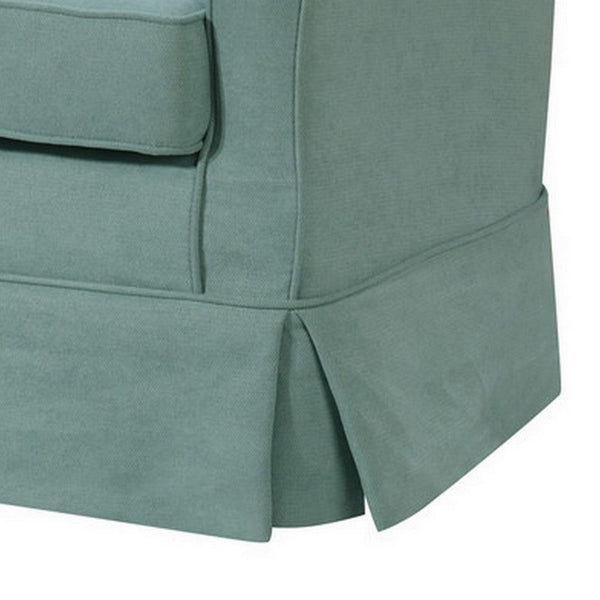 Benzara Lex 28 Inch Swivel Accent Chair Bright Teal Fabric Curved Back Skirted - BM286663