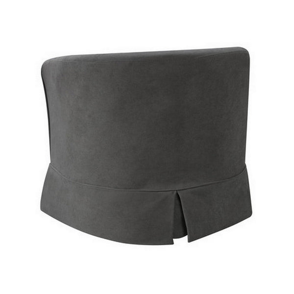 Benzara Lex 28 Inch Swivel Accent Chair Dark Gray Fabric Curved Back Skirted - BM286661