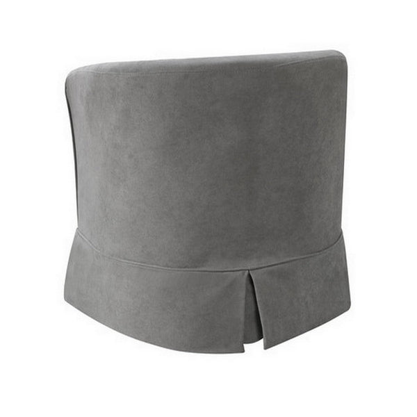 Benzara Lex 28 Inch Swivel Accent Chair Light Gray Fabric Curved Back Skirted - BM286666