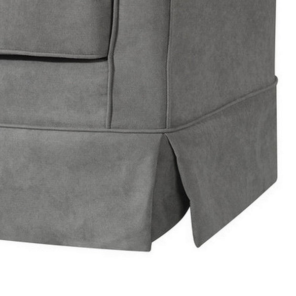 Benzara Lex 28 Inch Swivel Accent Chair Light Gray Fabric Curved Back Skirted - BM286666