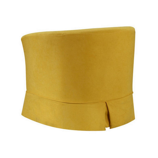 Benzara Lex 28 Inch Swivel Accent Chair Yellow Fabric Curved Track Back Skirted - BM286662
