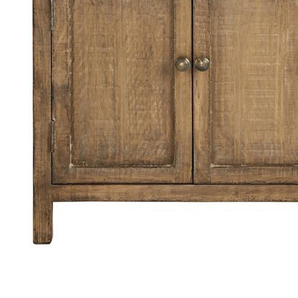 Benzara Lia Small Accent Cabinet 2 Door Drawer Antique Style Natural Wood -BM326522
