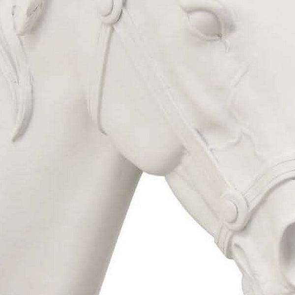 Benzara Lilie 14 Inch Horse Head Bust Statuette Wall Mount Design Resin White - BM310084
