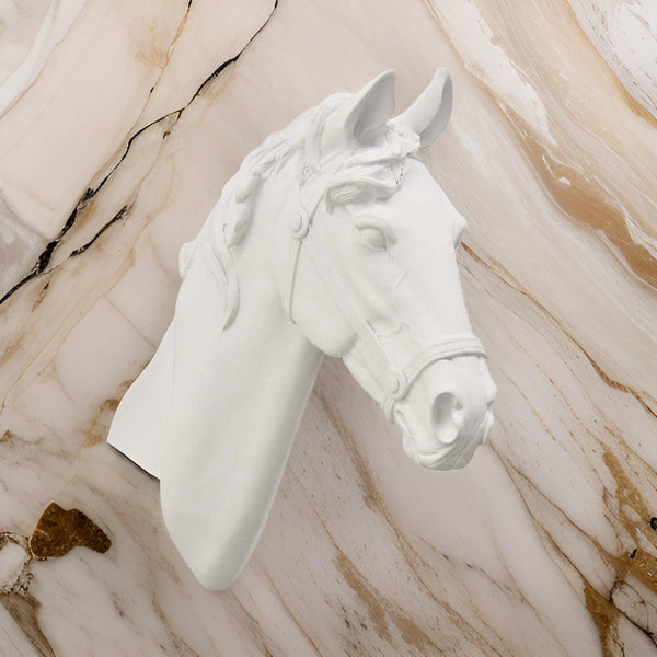 benzara Lilie 14 Inch Horse Head Bust Statuette Wall Mount Design Resin White - BM310084