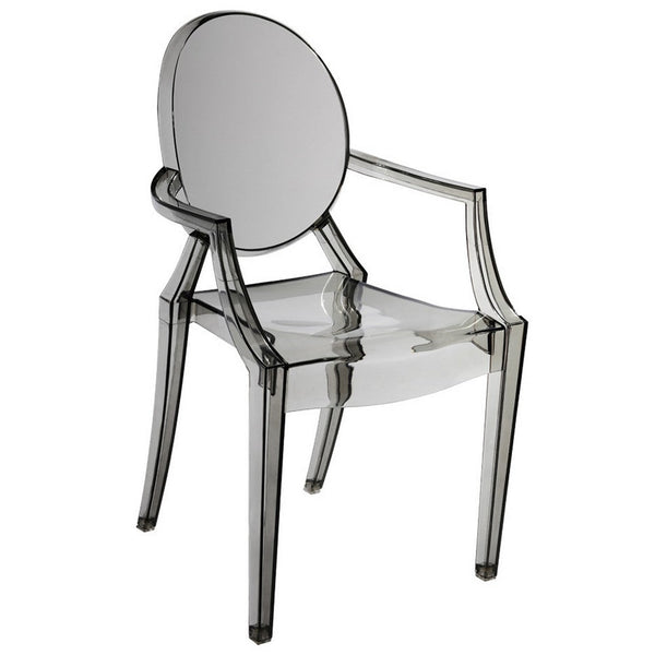 Benzara Lily 4pc Indoor Outdoor Dining Armchairs Clear Gray Plastic -BM330194