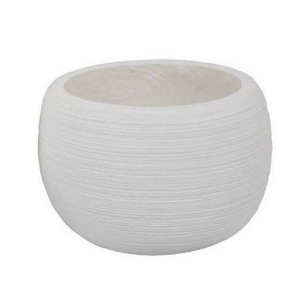 Benzara Line 10 Inch Planter Set Of 2 Round Resin Body Carved White Finish - BM309741